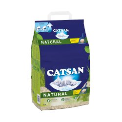 Catsan Natural 100% Biodegradable Clumping Odour Control Cat Litter 20L