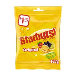 Starburst Vegan Chewy Sweets Fruit Flavoured Pouch Bag £1.35 PMP 127g