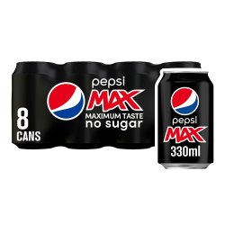 Pepsi Max No Sugar Cola Can 8x330ml