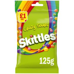Skittles Crazy Sours Sweets £1 PMP Treat Bag 125g
