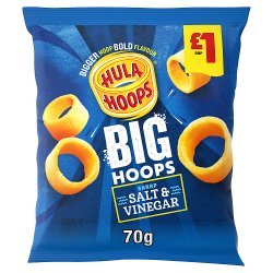 Hula Hoops Big Hoops Salt & Vinegar Crisps 70g, £1 PMP