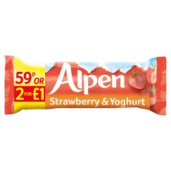 Alpen Strawberry & Yogurt Bar 24x29g case PMP 59p or 2 for £1
