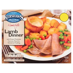 Kershaws Homestyle Lamb Dinner with Roast Potatoes, Carrots, Peas & a Yorkshire Pudding 400g