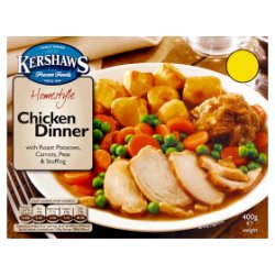 Kershaws Homestyle Chicken Dinner with Roast Potatoes, Carrots, Peas & Stuffing 400g
