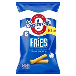 Seabrook Fries Salt & Vinegar Flavour Corn Snacks 6 x 16g