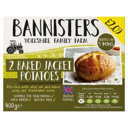 Bannisters Yorkshire Family Farm 2 Baked Jacket Potatoes 400g