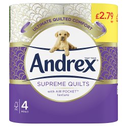 Andrex Supreme Quilts Toilet Tissue, 4 Quilted Toilet Rolls £2.79 PMP