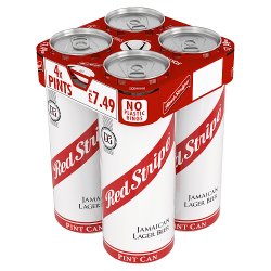 Red Stripe Jamaican Lager Beer Can 4x568ml Pint