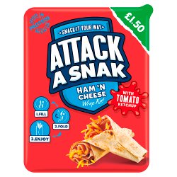 Attack a Snak Ham 'n Cheese Wrap Kit with Tomato Ketchup 86g