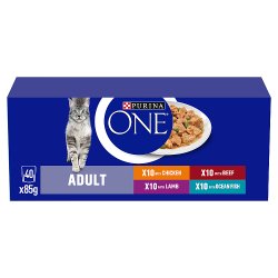 PURINA ONE Mini Fillets Mixed Selection in Gravy Wet Cat Food 40x85g