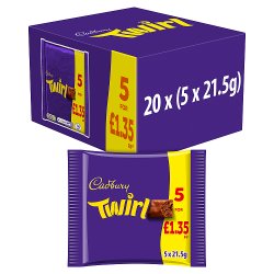 Cadbury Twirl Chocolate Bar 5 Pack Multipack £1.35 PMP 107.5g