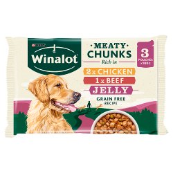 WINALOT Meaty Chunks Mixed in Jelly Beef Wet Dog Food 3x100g PMP