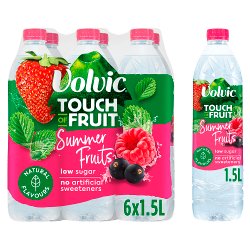 Volvic Touch of Fruit Low Sugar Summer Fruits Natural Flavoured Water 6 x 1.5L