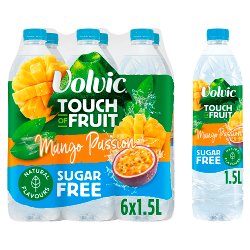 Volvic Touch of Fruit Sugar Free Special Edition Mango Passion Natural Flavoured Water 6 x 1.5L