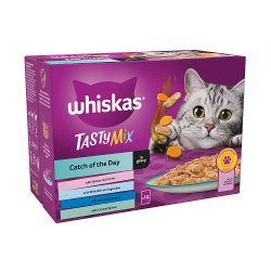 Whiskas 1+ Catch of the Day Mix Adult Wet Cat Food Pouches in Gravy 12 x 85g