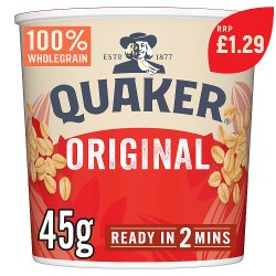 Quaker Oat So Simple Original Porridge Pot £1.29 RRP PMP 45g