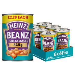 Heinz Baked Beans in a Rich Tomato Sauce with Pork Sausages PMP 415g