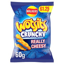 Walkers Wotsits Crunchy Really Cheesy Snacks Crisps £1.25 RRP PMP 60g