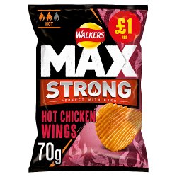 Walkers Max Strong Hot Chicken Wings Crisps £1 RRP PMP 70g