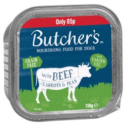 Butcher's Beef & Veg Dog Food Tray 150g £85p