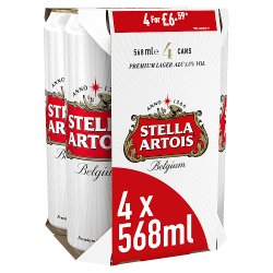 Stella Artois Belgium Premium Lager Beer Cans 4 x 568ml PMP