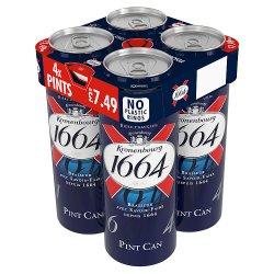 Kronenbourg 1664 Lager Beer £7.49 PM 4 x 658ml Can
