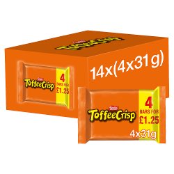 Toffee Crisp Milk Chocolate Bar Multipack 31g 4 Pack PMP £1.25