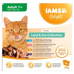 Iams Delights Land & Sea Collection in Jelly Adult 1+ Years 8 x 85g (680g)
