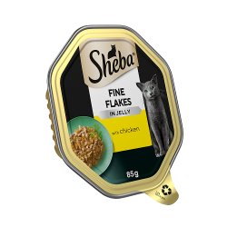 Sheba Fine Flakes Adult Cat Food Tray with Chicken in Jelly 85g