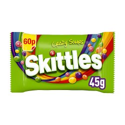 Skittles Vegan Chewy Crazy Sour Sweets Fruit Flavoured Bag £0.60 PMP 45g