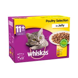 Whiskas Senior Wet Cat Food Pouches Poultry in Jelly 12 x 100g