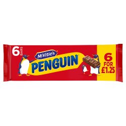 McVitie's Penguin Milk Chocolate Biscuit Bars Multipack 6 x 24.6g, 148g