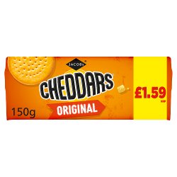 Jacob's Baked Cheddars Cheese Crackers 150g PMP £1.59