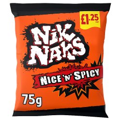 Nik Naks Nice 'N' Spicy Crisps 75g, £1.25 PMP