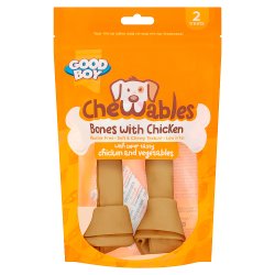 Good Boy Chewables Medium Chicken Bones Rawhide Free Dog Treats 2 Pack 158g