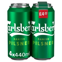 Carlsberg Danish Pilsner Lager Beer 4 x 440ml Can PMP £4.95
