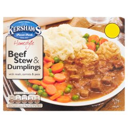 Kershaw Homestyle Beef Stew & Dumplings with Mash, Carrots & Peas 375g