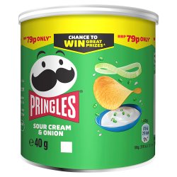 Pringles Sour Cream & Onion Crisps Can, 40g