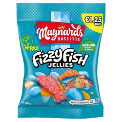 Maynards Bassetts Fizzy Fish Sweets Bag £1.25 PMP 160g