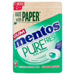 Mentos Gum Pure Fresh Spearmint 50 Pieces 100g