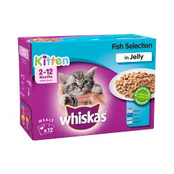 Whiskas Kitten Wet Cat Food Pouches Fish in Jelly 12 x 100g