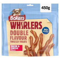 BAKERS Whirlers Bacon and Cheese Dog Treats 450g