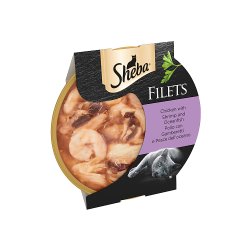 Sheba Fillets Adult Cat Food Tray with Chicken and Fish in Gravy 60g
