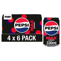 Pepsi Max Cherry No Sugar Cola Can PMP 6 x 330ml