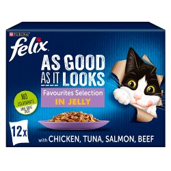 FELIX AS GOOD AS IT LOOKS Favourites Selection in Jelly Wet Cat Food 12 x 100g