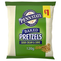 Penn State Sour Cream & Chive Pretzels 120g, £1 PMP