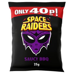 Space Raiders Saucy BBQ Crisps 25g, 40p PMP