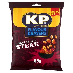 KP Flavour Kravers Flame Grilled Steak Peanuts 65g, £1.25 PMP