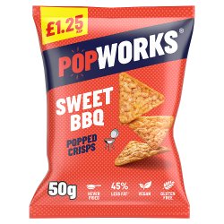Popworks Sweet BBQ Popped Crisps £1.25 RRP PMP 50G