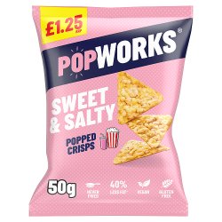 Popworks Sweet & Salty Popped Crisps £1.25 RRP PMP 50G